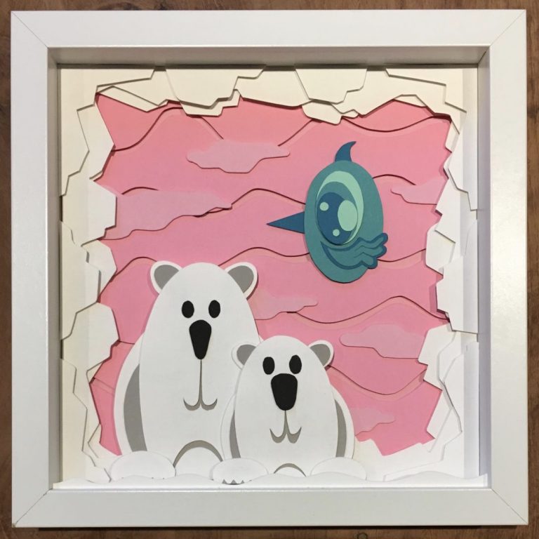 Studio Edo Rath Paper Art - Polar Bears 23 x 23 cm