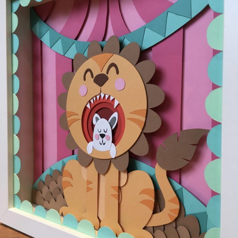 Studio Edo Rath Paper Art - Bunny Lion Circus 23 x 23 cm